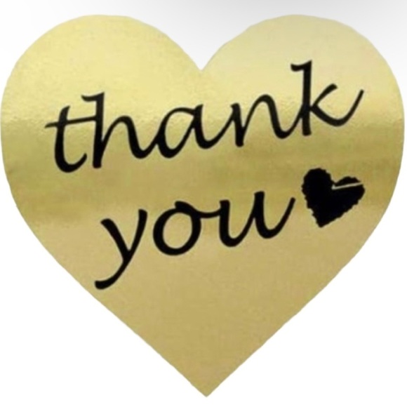 Other - 1.5” Thank You Stickers | Gold Hearts | Shipping Supplies | Set of 25